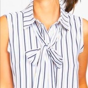 Philosophy Sleeveless Stripe Tie Front Blouse